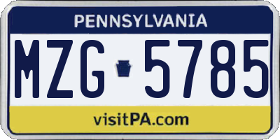 PA license plate MZG5785
