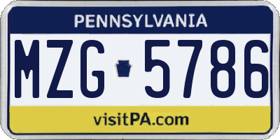 PA license plate MZG5786