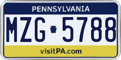 PA license plate MZG5788