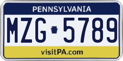 PA license plate MZG5789