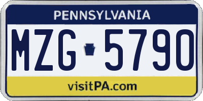 PA license plate MZG5790