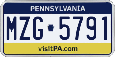 PA license plate MZG5791