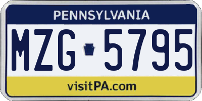 PA license plate MZG5795