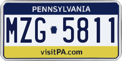 PA license plate MZG5811