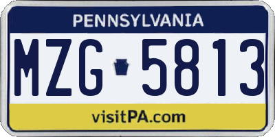 PA license plate MZG5813