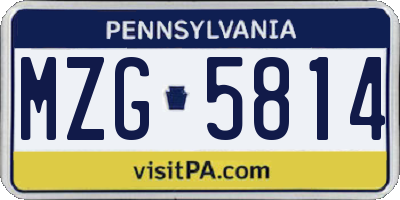 PA license plate MZG5814
