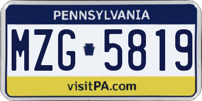 PA license plate MZG5819