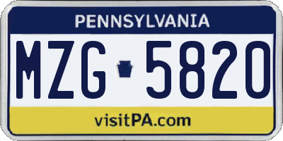 PA license plate MZG5820