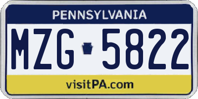 PA license plate MZG5822