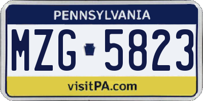 PA license plate MZG5823