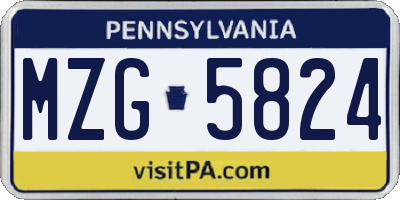 PA license plate MZG5824