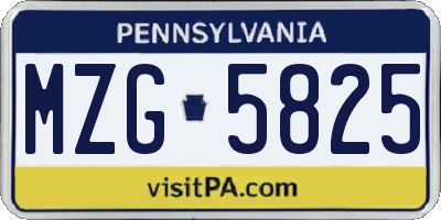 PA license plate MZG5825