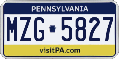 PA license plate MZG5827