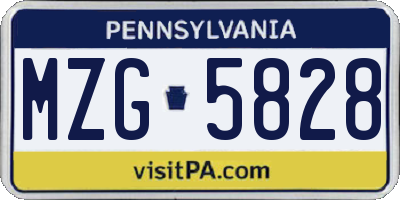 PA license plate MZG5828