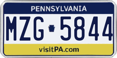 PA license plate MZG5844
