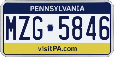 PA license plate MZG5846