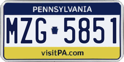 PA license plate MZG5851