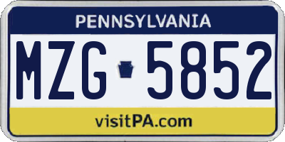 PA license plate MZG5852