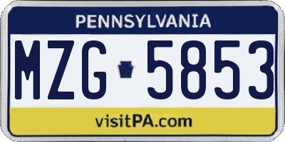 PA license plate MZG5853