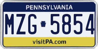 PA license plate MZG5854
