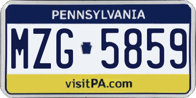 PA license plate MZG5859