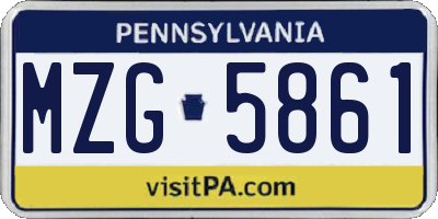 PA license plate MZG5861