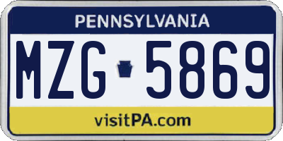 PA license plate MZG5869