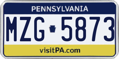 PA license plate MZG5873