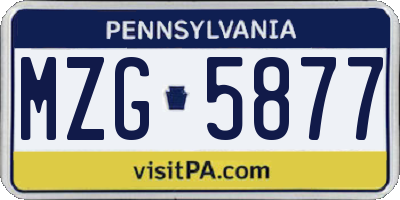 PA license plate MZG5877