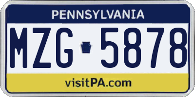 PA license plate MZG5878