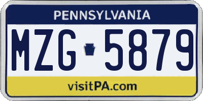 PA license plate MZG5879