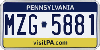 PA license plate MZG5881