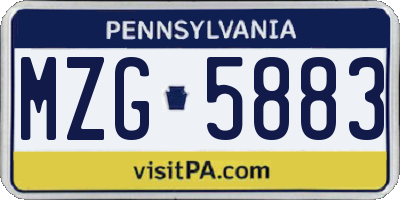 PA license plate MZG5883