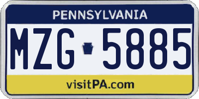 PA license plate MZG5885