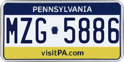 PA license plate MZG5886