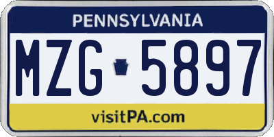 PA license plate MZG5897