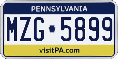 PA license plate MZG5899