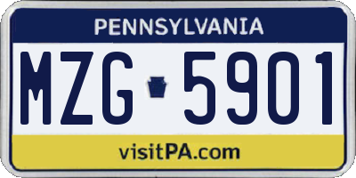 PA license plate MZG5901