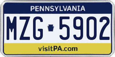 PA license plate MZG5902
