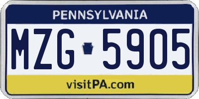 PA license plate MZG5905