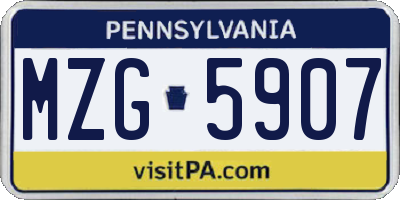 PA license plate MZG5907