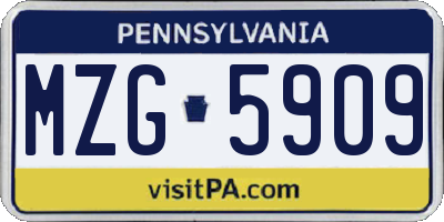 PA license plate MZG5909