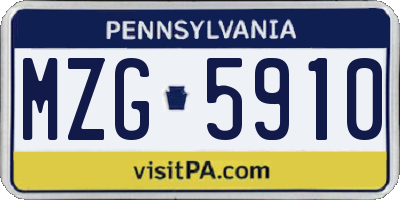 PA license plate MZG5910