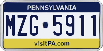 PA license plate MZG5911