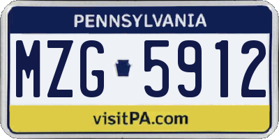 PA license plate MZG5912