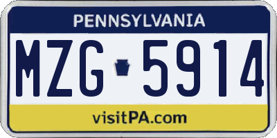 PA license plate MZG5914