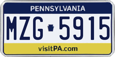 PA license plate MZG5915