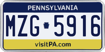 PA license plate MZG5916