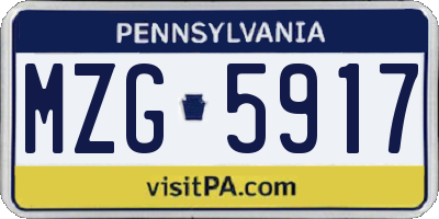 PA license plate MZG5917
