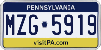 PA license plate MZG5919